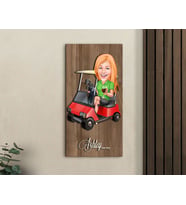 BK Gift Kişiye Özel Golf Oyuncusu Karikatürlü Kabartma Figürlü Ahşap Tablo-5, Arkadaşa Hediye, Sevgiliye Hediye, Duvar Dekoru