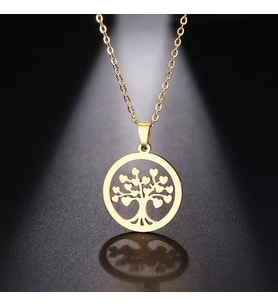 Kişiye Özel 925 Ayar Gümüş Kalpli Ağaç Kolye (Gold)