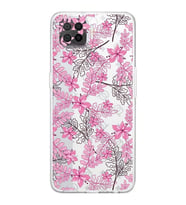 PrintiFy Oppo A73 Uyumlu Kamera Korumalı Floral Pembe Tasarımlı Şeffaf Silikon Kılıf