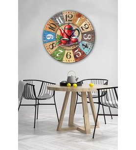 bilge Tasarım retro Duvar Saati 35 x 35 CM (Çok Renkli)