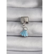 pilelistore 316L Çelik Gümüş Renk Mavi Renk Sallantı Elbise Model Nomination Charm - TJ-BC1101