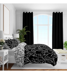Düz Pamuk Saten Nevresim Setleri, Siyah, Queen Size