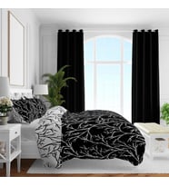 Düz Pamuk Saten Nevresim Setleri, Siyah, Queen Size
