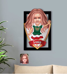 BK Gift Kişiye Özel İsimli Kız Çocuk Karikatürlü 3D Ahşap Tablo-18