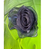 SATEN TÜL ÇİÇEK KABARTMA NAKIŞ GİYİM ABİYE AKSESUARI 22 CM (Lacivert)