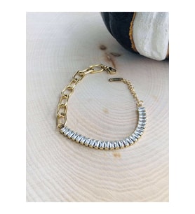 GOLD RENK BAGET TAŞLI ZİNCİR ÇELİK BİLEKLİK 316L3056