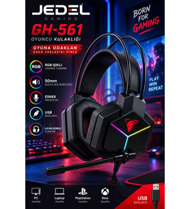 Jedel Gaming GH-561 RGB Işıklı Mikrofonlu Oyuncu Kulaklığı USB 50mm Sürücü