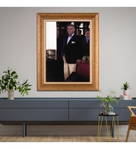 Altın Varaklı Çerçeveli Paspartulu Atatürk Tablo z5219 (Gold)