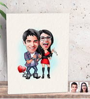 BK Gift Kişiye Özel Sevgililer Karikatürlü Dekoratif Mini Kanvas Tablo 15x20cm-1