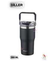 Vagonlife 620 ML Çift İçim Pipetli / Pipetsiz Taşıma Kulplu Termos 3 Renk (Siyah)
