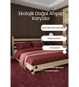 Urban Model Masif Ahşap Karyola Kolay Kurulum Fırınlanmış İthal Sibirya Çamı 150x200 Yatak Uyumlu
