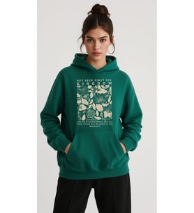 Unisex But Seek First His Kingdom Baskılı Tasarım Oversize Sweatshirt (Yeşil)