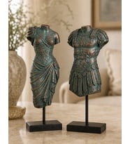 Antik Roma İmparatoru Augustus & Livia Drusilla Başsız Kaideli Heykel Seti