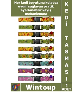 #Tasma Ayarlanabilir Dayanıklı Renkli Şık Güvenli Kaliteli Konforlu Desenli Zilli Pet Kedi Tasması