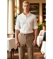 Erkek Düğmeli Yaka Slim Fit Apolet Detaylı Uzun Kollu Kolay Ütülenebilir Dokuma Gömlek Modern Şıklık
