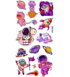 Sticker Kabartmalı Stiker Defter Planlayıcı Etiket (Lrh004)-17x9 cm- Space Astronot