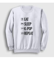 Presmono Unisex Beyaz Eat Sleep Repeat K-Pop Sweatshirt 273232tt (Beyaz)