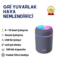 H2O Gri 300 ML Sessiz Hava Nemlendirici ve Difüzörü - RGB Işıklı
