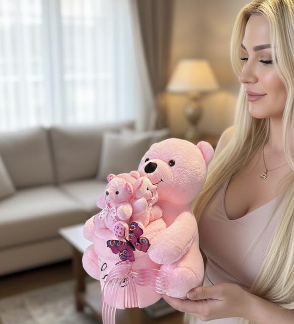 Premium Hediye Kutulu Peluş Ayıcık Peluş Buket