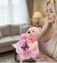 Premium Hediye Kutulu Peluş Ayıcık Peluş Buket