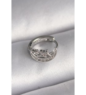316L Çelik Gümüş Renk Zirkon Taşlı Ay Yıldız Model Tragus Piercing TJ-PR1323