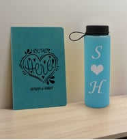 BK Gift Sevgiliye Özel İsimli Turkuaz Defter ve Cam Matara Hediye Seti-12, Sevgiliye Hediye, Sevgililer Günü, Yeni İş Hediyesi