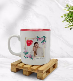 BK Gift Kişiye Özel İsimli Fotoğraflı İçi Kırmızı Renkli Kupa Bardak Model 30