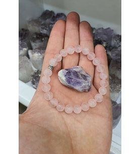 Pembe Kuvars Doğal Taş Bileklik 8 Mm ( Ametist Taş Hediyeli ) ( Yaşam Sevinçi, Pozitiflik )