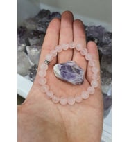 Pembe Kuvars Doğal Taş Bileklik 8 Mm ( Ametist Taş Hediyeli ) ( Yaşam Sevinçi, Pozitiflik )