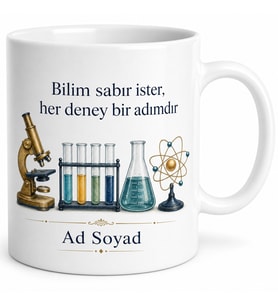 Laborant Hediye Özel Tasarım Baskılı Porselen Kupa Bardak Laboratuvar
