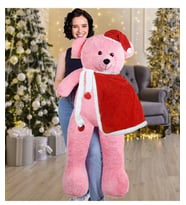 130 cm Yılbaşı Şapkalı  ve  Pelerinli Noel Ayıcık (Pembe)