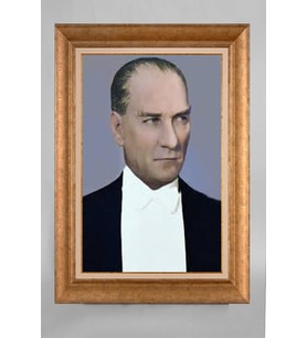 Çerçeveli Paspartulu Atatürk Tablo a270 (Gold)