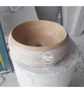 Sipahi Marble Traverten Dışı Taramalı Bombeli Lavabo