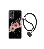 Infınıx Note 11 Pro Kılıf Ipli Boyun Askılı Desenli Silikon Siyah Şerit Mermer 1298
