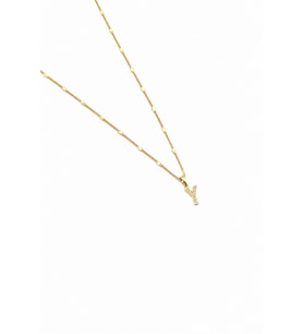 Xuping Gold Renkli, Zirkon Taşlı Y Harfi Kolyesi - 45 cm (Anti-Alerjik)