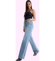 Kadın Denim Pantolon Yüksek Bel Geniş Paça Pamuk Tüm Sezonlar Günlük Kullanım Modern Tasarım