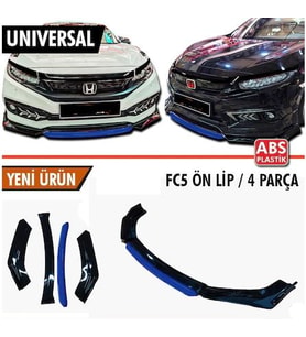 Universal Esnek 4 Parça Mavi Dilli Lip Piano Black Flaplı Abs (Siyah)
