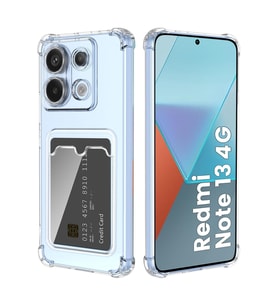 Teknomoda Redmi Note 13 4G Kılıf Kartlıklı Anti Şok Korumalı Şeffaf Silikon Şeffaf Açık