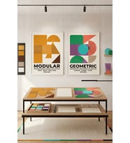 Modern Geometrik 2'li Ahşap Çerçeveli Tablo Seti