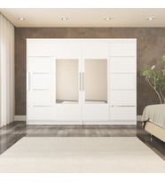 Sürgülü Gardırop Dört Kapaklı 320/210 cm (Parlak Beyaz)