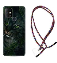 INFINIX Hot 8 9 10 11S Hot 10 Play 10T Kılıf Boyun Asklı Rasta Silikon Flowers Cat 1345