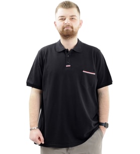 Mode XL Büyük Beden Erkek Polo Yaka Tişört Cepli YIRTMAÇLI U24329 Siyah