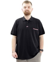 Mode XL Büyük Beden Erkek Polo Yaka Tişört Cepli YIRTMAÇLI U24329 Siyah