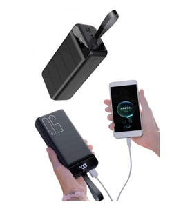 Mey İthalat® Taşınabilir Powerbank 50.000 mAh 4 Girişli Hızlı Şarj Led Göstergeli Fenerli Şarj