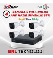 Dahua 4 Kameralı Renkli Gece Görüşlü Full HD Güvenlik Kamera Seti