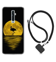 Oppo Reno 2Z 4 Lite 4 Pro 5 6 7 A31 Kılıf Boyun Askılı Silikon Ay ve Flamingo 1775