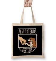 Cavalier King Charles Spaniel Best Friends For Life Pug Köpek Bez Çanta Uzun Saplı