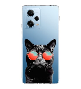 PrintiFy Xiaomi Redmi Note 12 Pro ile Uyumlu Kedi 3 Kamera Korumalı Şeffaf Kılıf