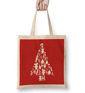 Monkey Island Christmas Tree Silhouette Bez Çanta Uzun Saplı