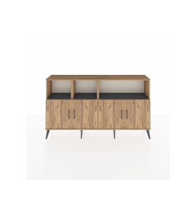 Arges Konsol 6 Raflı 4 Kapaklı 176x30x99 Çam-Çam/Antrasit